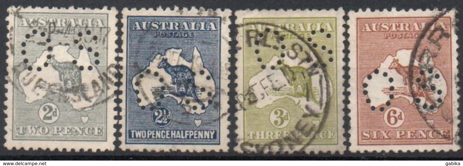 Australia 1915 Official Perf.OS, Wmk AU4, Perf.12, Used, Kangaroo - Mint Stamps