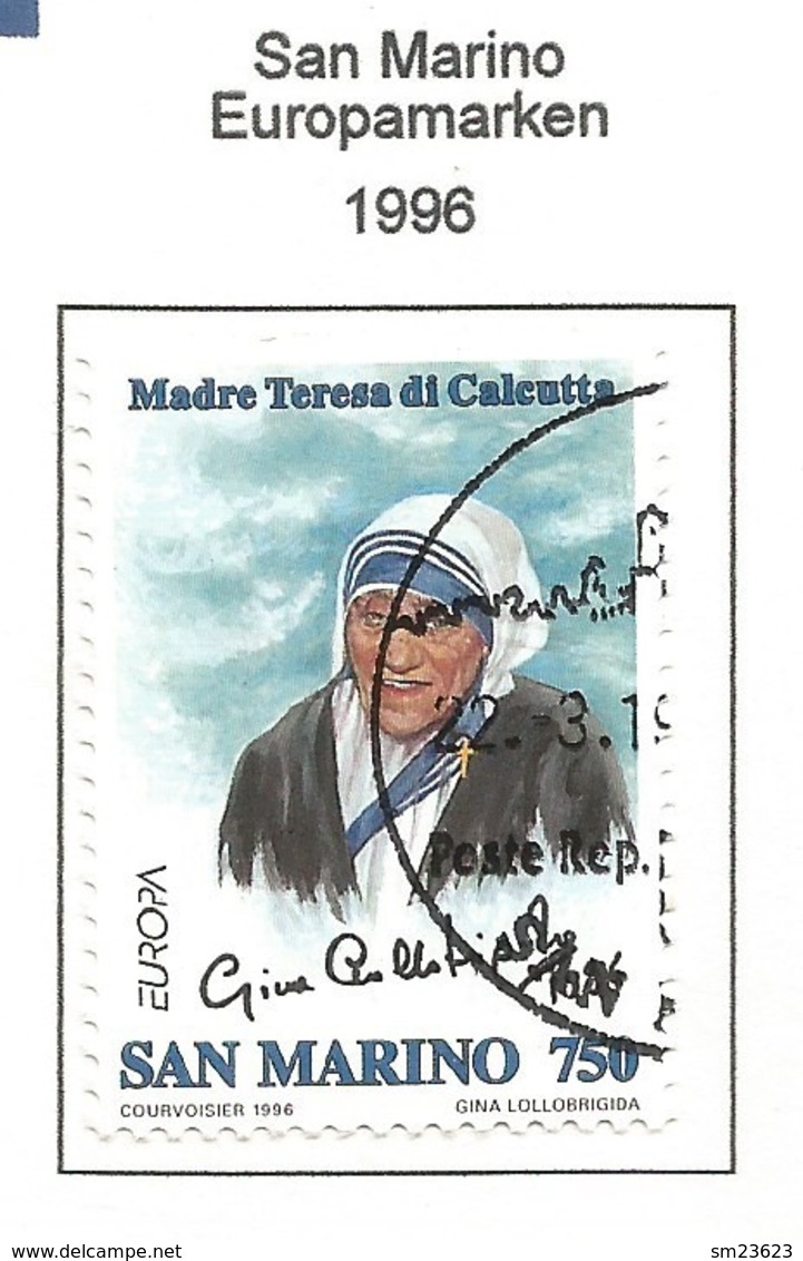 San Marino  1996  Mi.Nr. 1650 , EUROPA CEPT Berühmte Frauen - Gestempelt / Fine Used /(o) - 1996