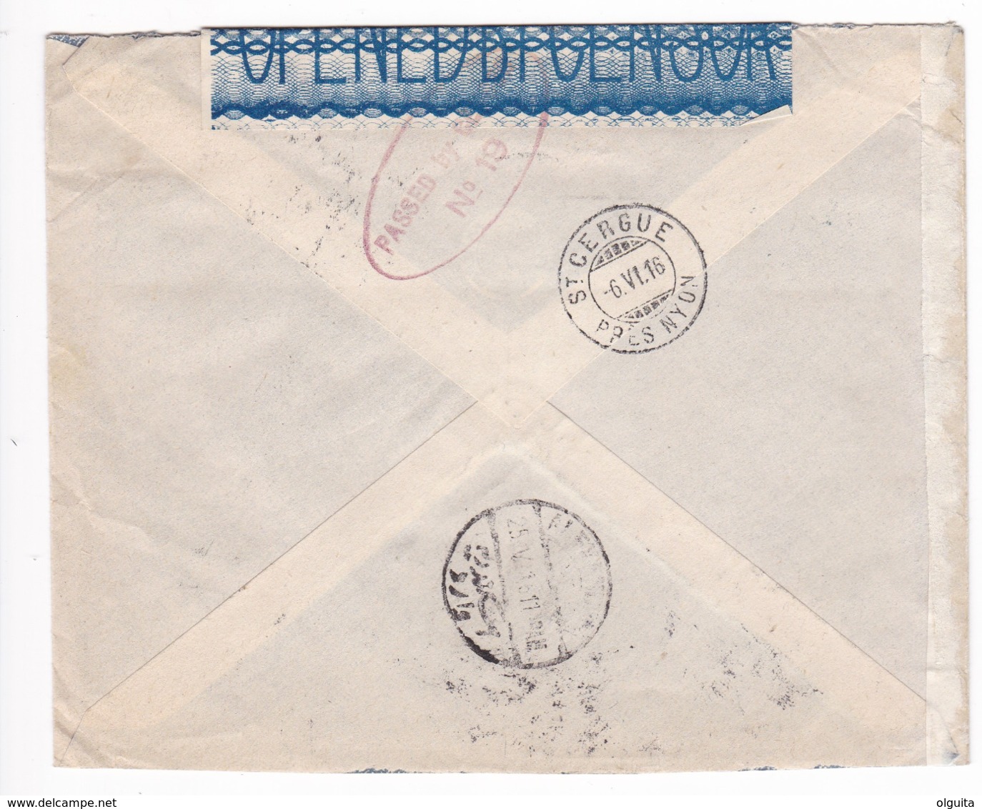 846 A/29 -- EGYPT WWI CENSORSHIP - Tricolour Franked Cover BULKELEY 1916 To Suisse - Red Censor No 19 (Type 1) - 1915-1921 Protectorat Britannique