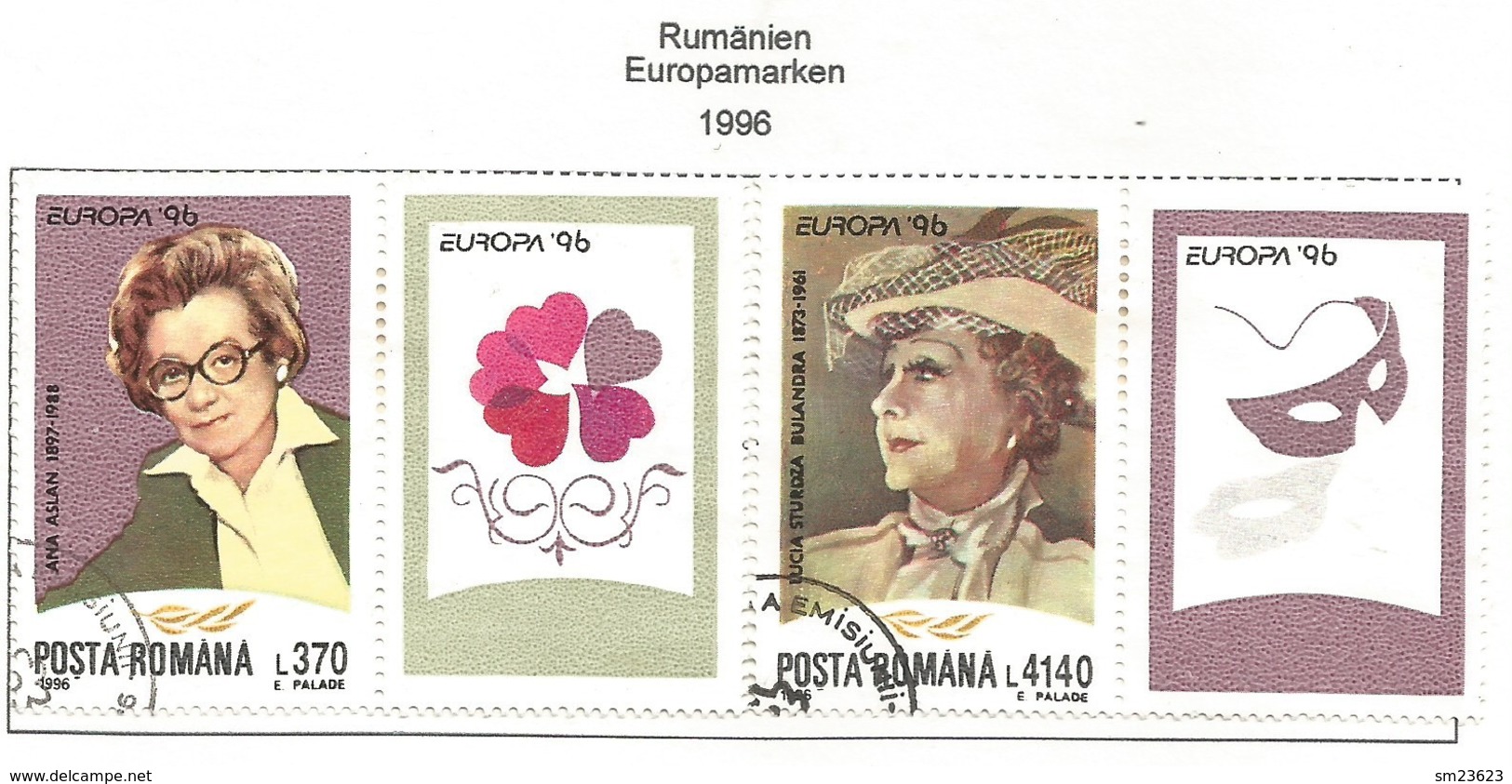 Rumänien / Posta Romana  1996  Mi.Nr. 5174 / 5175 , EUROPA CEPT Berühmte Frauen - Gestempelt / Fine Used / (o) - 1996