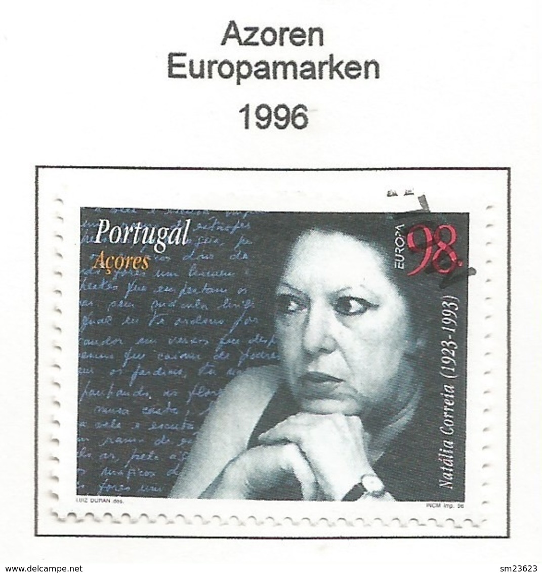 Portugal / Azoren 1996  Mi.Nr. 456 A , EUROPA CEPT - Berühmte Frauen - Gestempelt / Fine Used / (o) - 1996