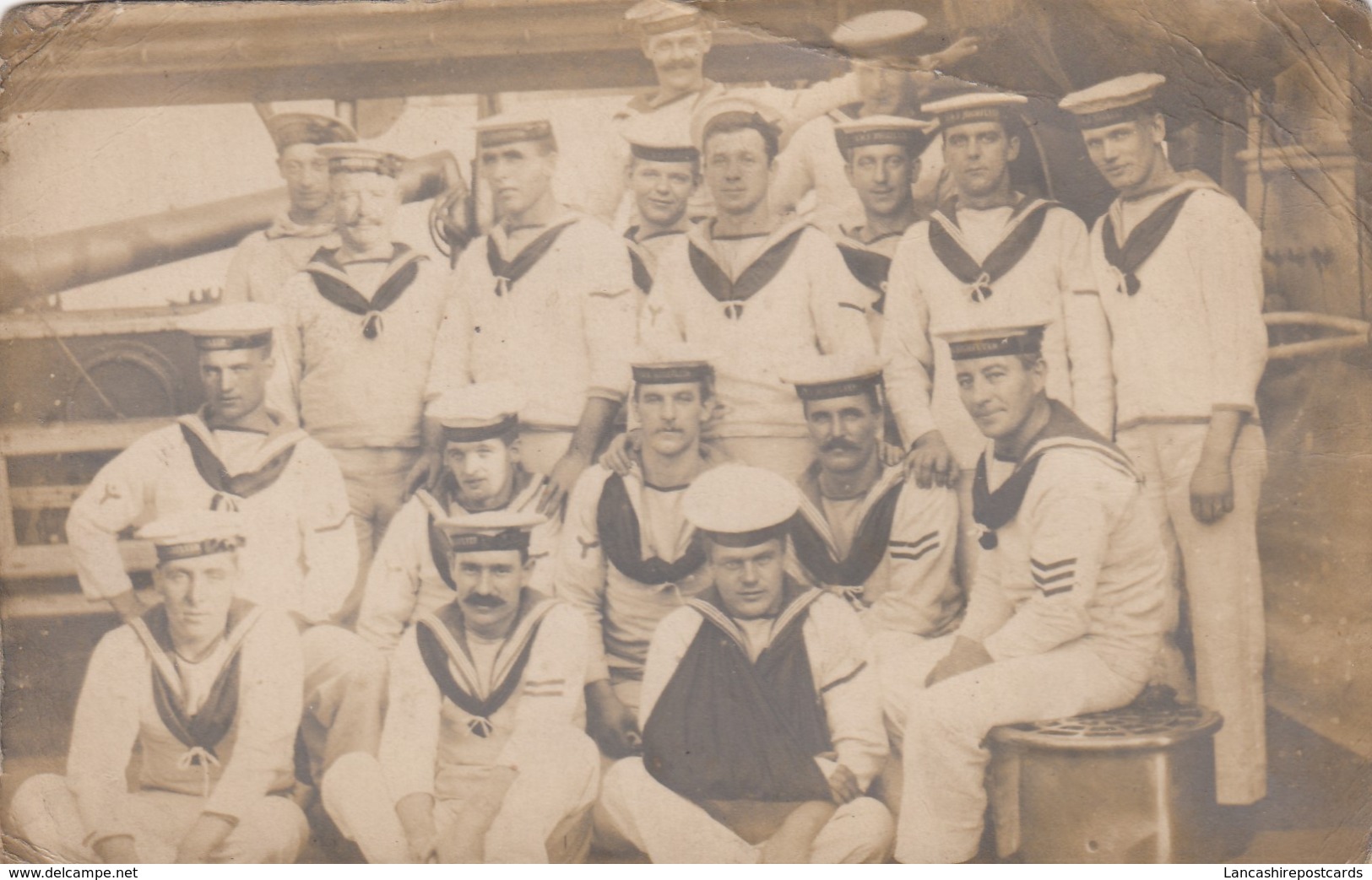 Postcard Royal Navy Sailors From HMS High Flyer Group Photo Circa WW1 My Ref  B13655 - War 1914-18