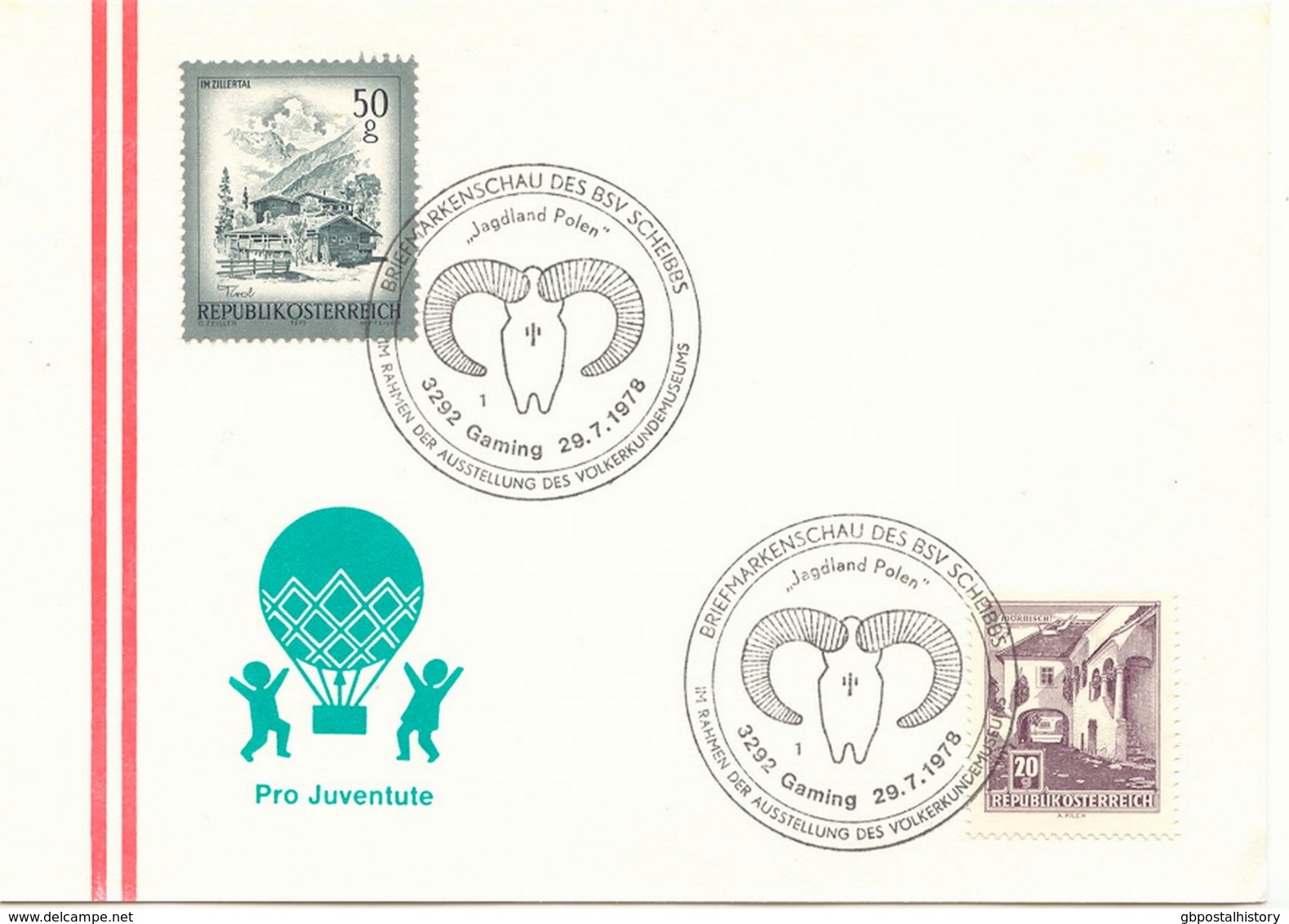 ÖSTERREICH 1978 3292 GAMING Briefmarkenschau BSV SCHEIBBS Im Rahmen Der Ausstellung Des Völkerkundemuseums Jagdland PL - Frankeermachines (EMA)