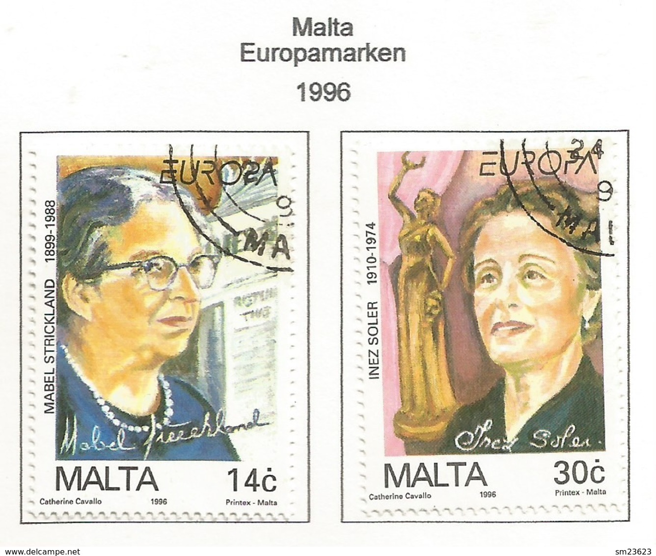 Malta 1996  Mi.Nr. 983 / 984 , EUROPA CEPT - Berühmte Frauen - Gestempelt / Fine Used / (o) - 1996