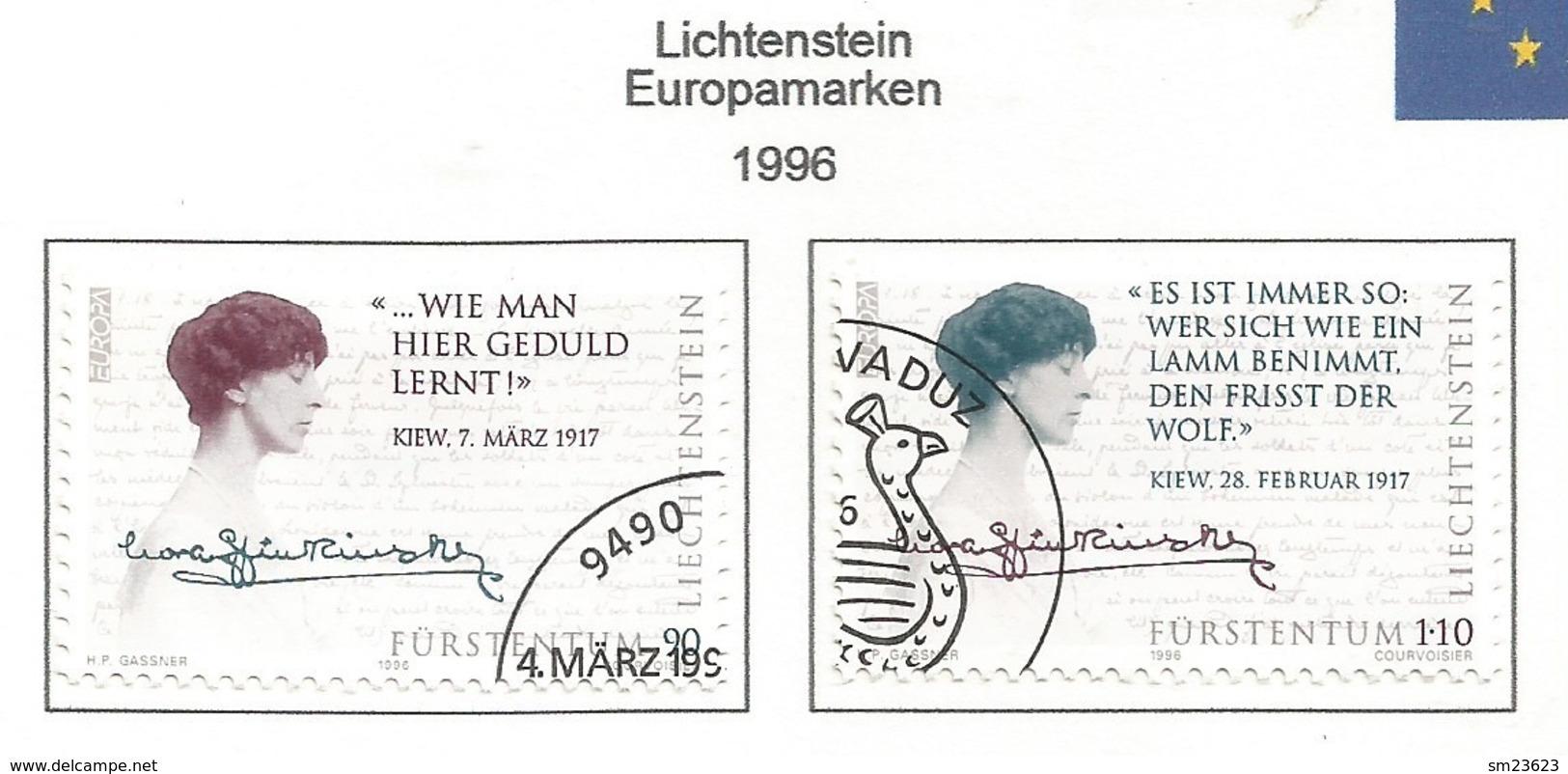 Liechtenstein 1996  Mi.Nr. 1124 / 1125 ,  EUROPA CEPT - Berühmte Frauen - Gestempelt / Fine Used / (o) - 1996