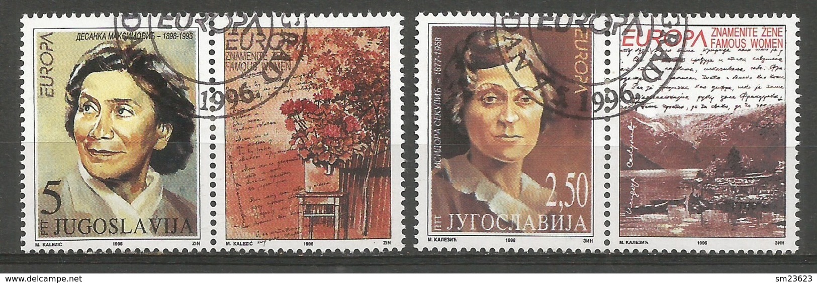 Jugoslawien 1996  Mi.Nr. 2777 / 2778 , EUROPA CEPT - Berühmte Frauen - Mit Label - Gestempelt / Fine Used / (o) - 1996