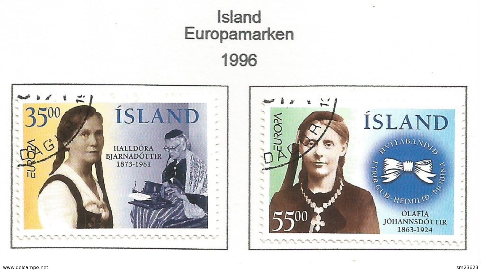 Island 1996  Mi.Nr. 844 / 845 , EUROPA CEPT - Berühmte Frauen - Gestempelt / Fine Used / (o) - 1996