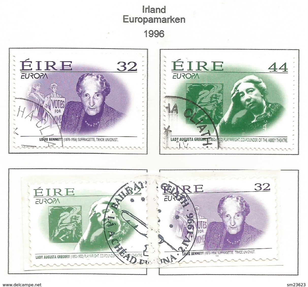 Irland / Eire 1996  Mi.Nr. 940 / 943 , EUROPA CEPT - Berühmte Frauen - Gestempelt / Fine Used / (o) - 1996