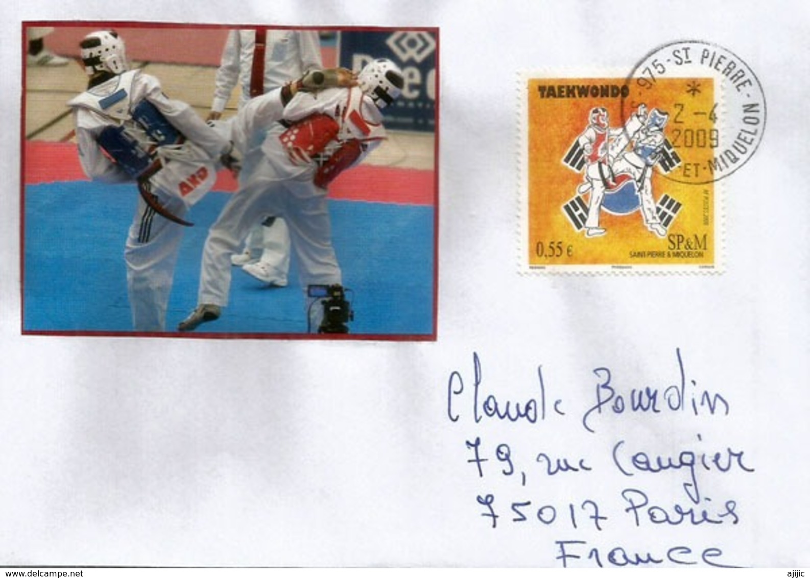 SAINT PIERRE & MIQUELON. TEAKWONDO,   Art Martial Sud-Coréen,  Sur Lettre Adressée En France - Lettres & Documents