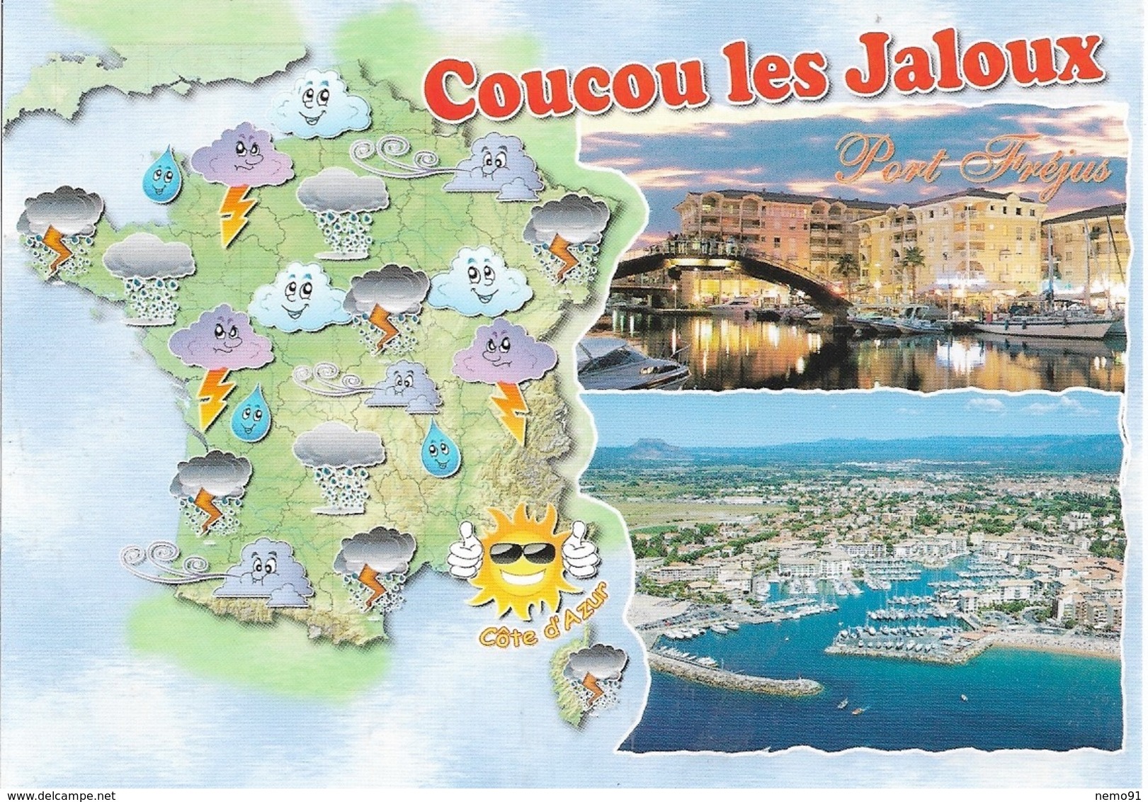 CARTES GÉOGRAPHIQUES - CARTE DE LA FRANCE - COUCOU LES JALOUX - FRÉJUS PORT - CPM - VIERGE -ÉDIT: MISTRAL:  57.16 - - Maps