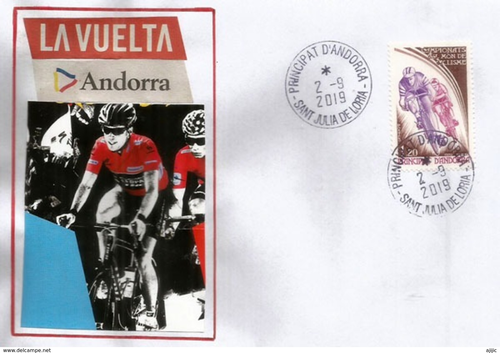 LA VUELTA España 2019, Etapas De Andorra 1-2 De Septiembre De 2019, Sobre De Recuerdo De Su Paso En El Principado - Cartas & Documentos