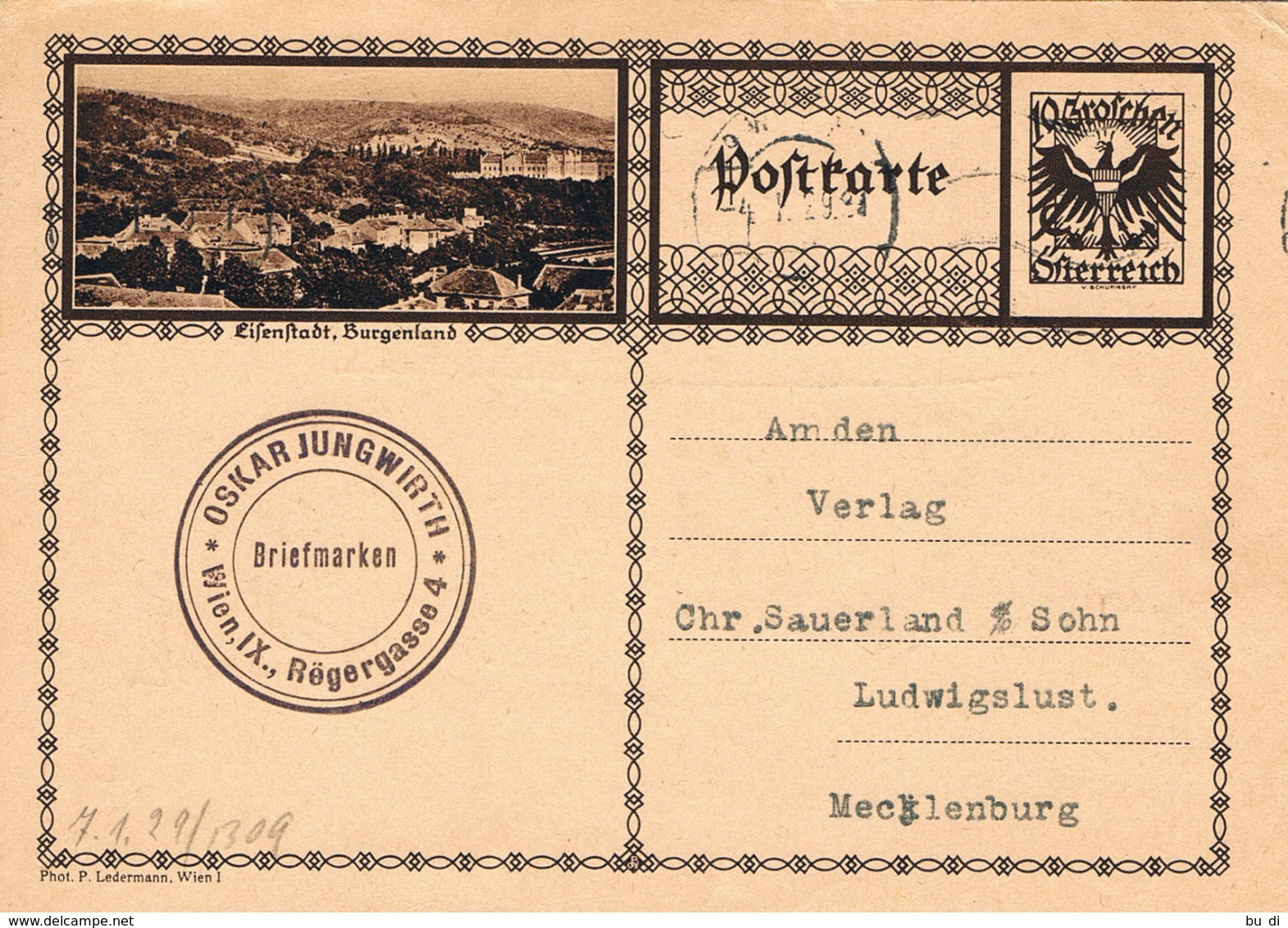 Österreich Bildpostkarte Eisenstadt 1929 - Autres & Non Classés