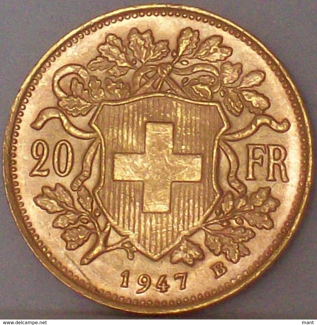 Marengo Oro 20 Franchi Svizzera Moneta Borsa Investimento Helvetia 1947 B - Otros & Sin Clasificación