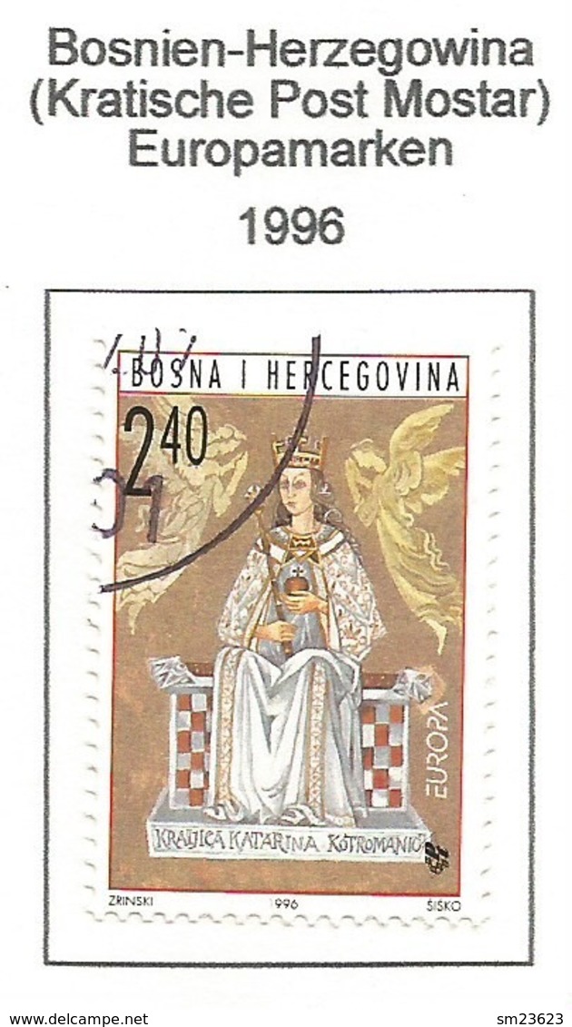 Bosnien-Herzegowina (Kroatische Post Mostar  1996  Mi.Nr. 28 , EUROPA CEPT Berühmte Frauen - Gestempelt / Fine Used /(o) - 1996