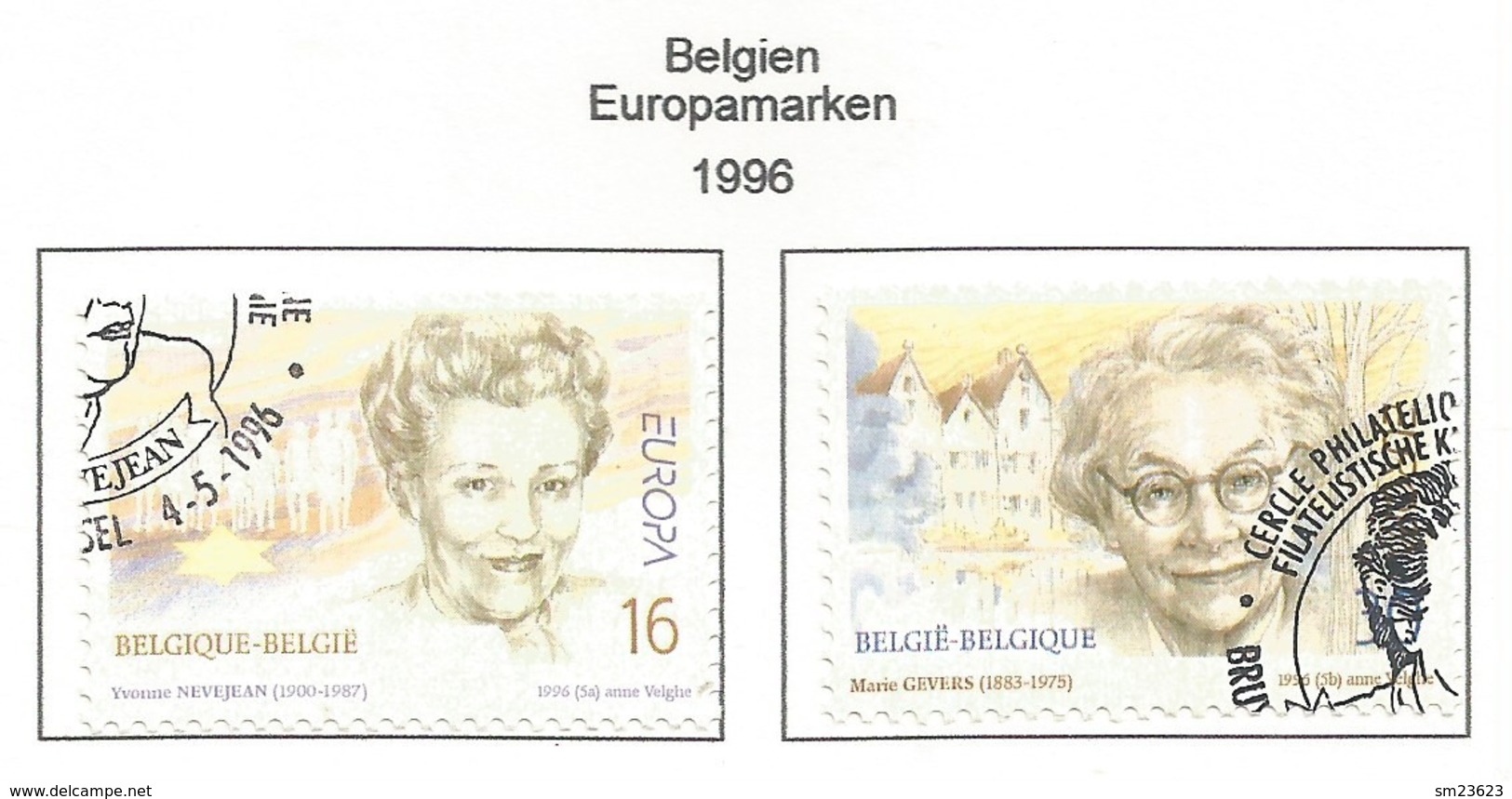 Belgien  1996  Mi.Nr. 2688 / 2689 , EUROPA CEPT Berühmte Frauen - Gestempelt / Fine Used / (o) - 1996