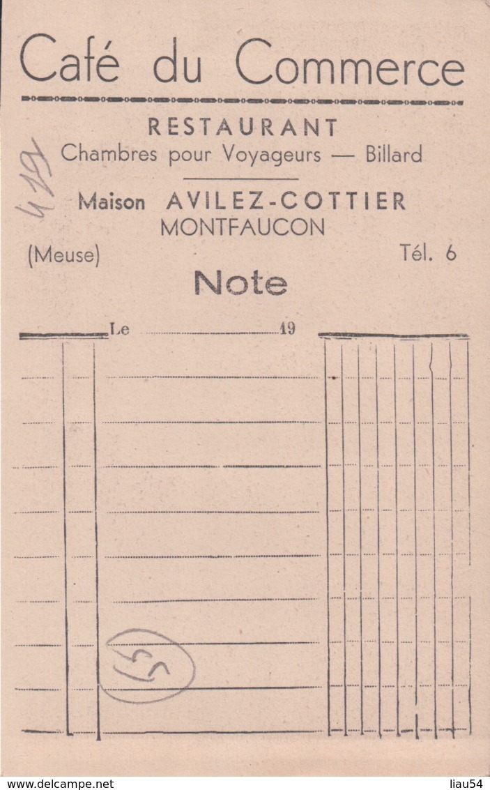 MONTFAUCON Café Du Commerce Maison AVILEZ-COTTIER BIERE TOURTEL DE TANTONVILLE - Autres & Non Classés