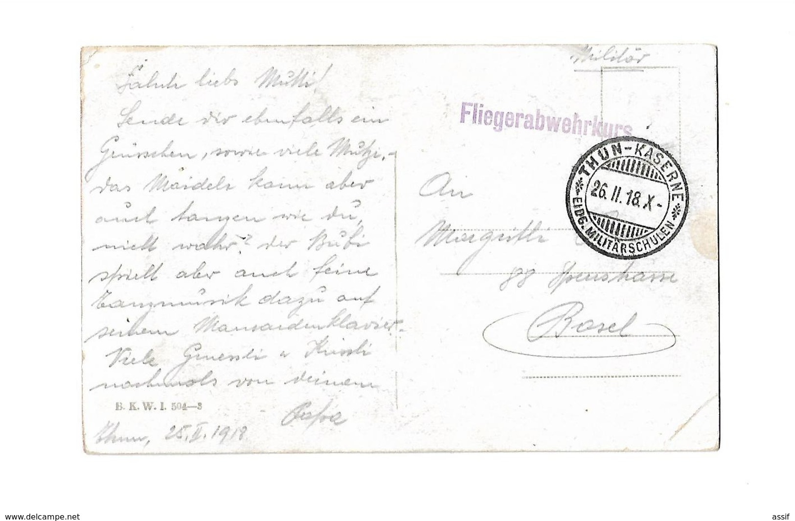 CACHET FLIEGERABWEHRKURS + THUN KASERNE MILITARSCHULEN SUISSE AVIATION BALLON /FREE SHIPPING REGISTERED - Poststempel