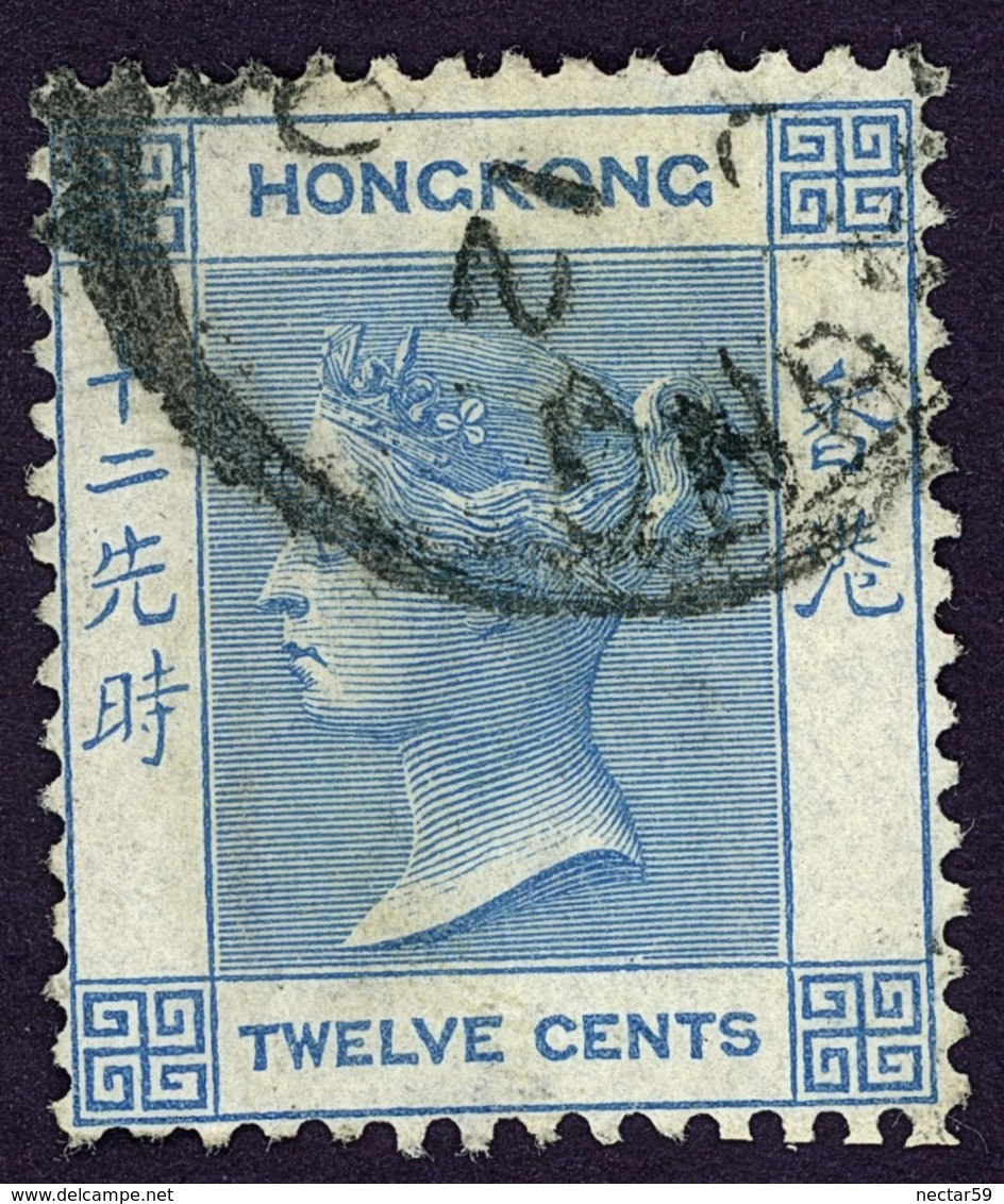 HONG KONG - 1862 12c Light Blue Queen Victoria - HK 3 USED - ...-1862 Voorfilatelie