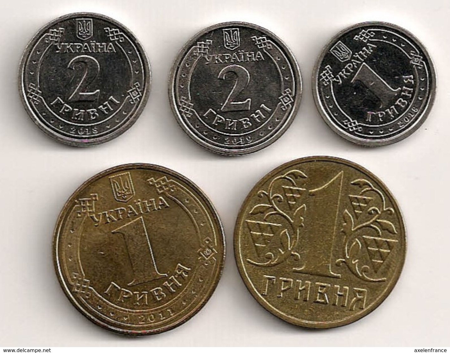 Ukraine - 1 Hryvnia 2001 - 1 Hryvnia 2011 - 1 Hryvnia 2018 -  2x 2 Hryvni 2018+2019 - Ukraine