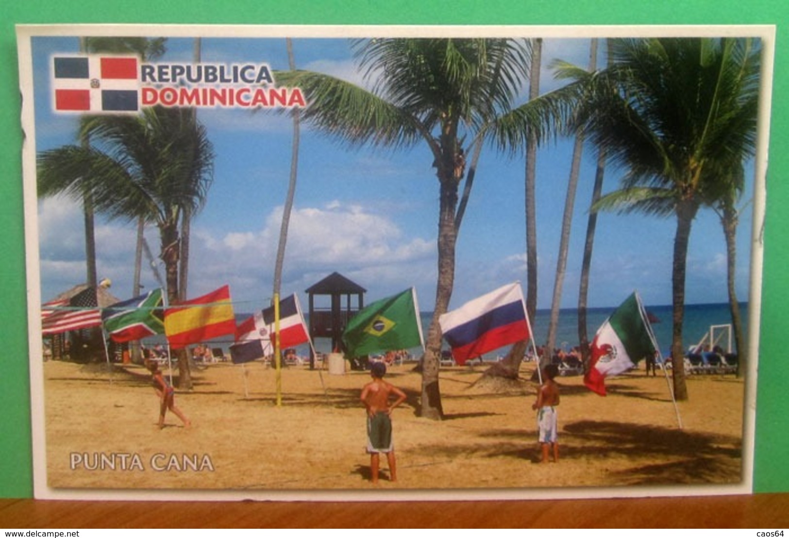 Republica Domenicana Punta Cana Beach - Bandiere Bambini CARTOLINA Non Viaggiata - Repubblica Dominicana