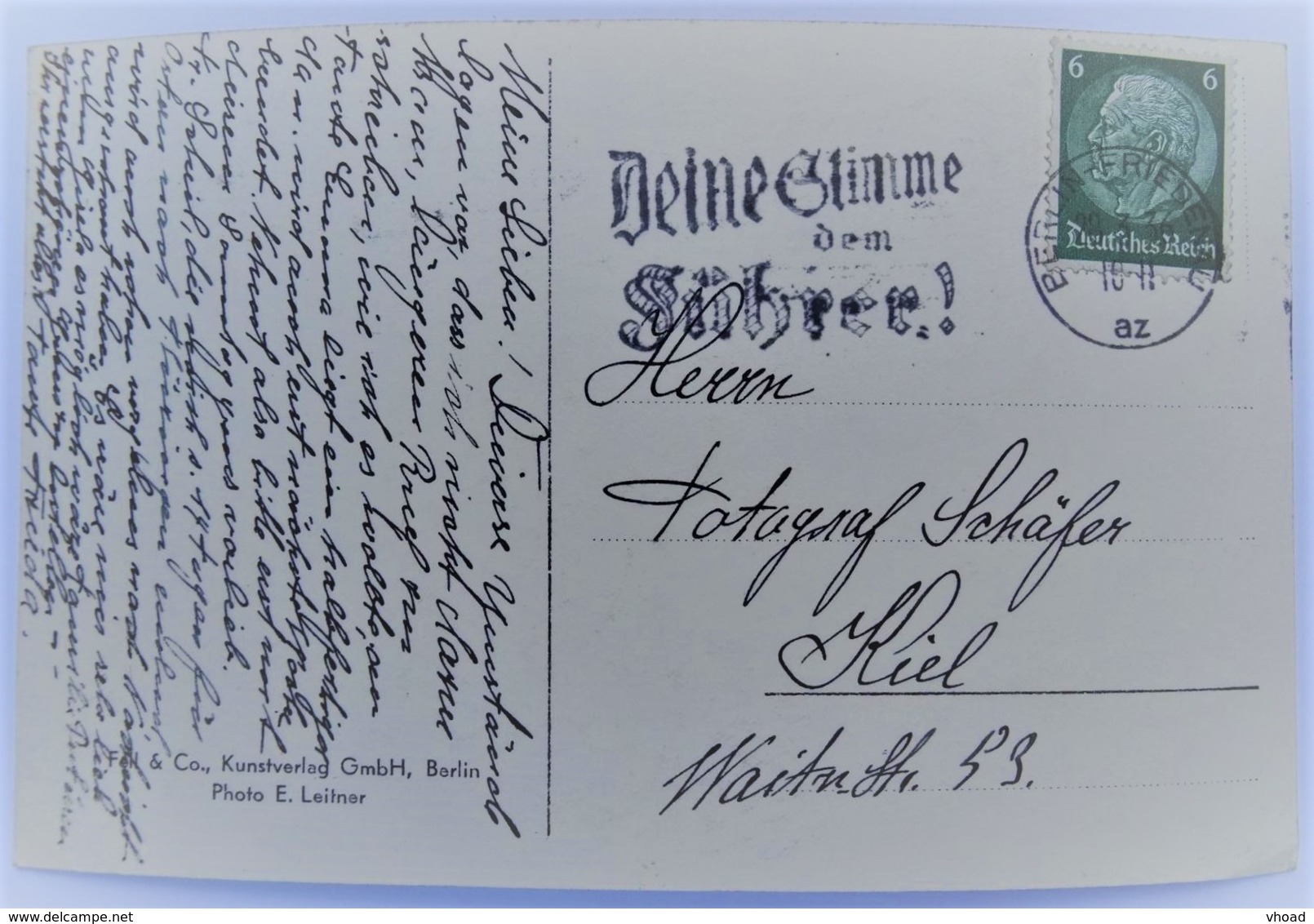 1936 DR Postkarte Freistempel Deine Stimme Dem Führer - Briefe U. Dokumente