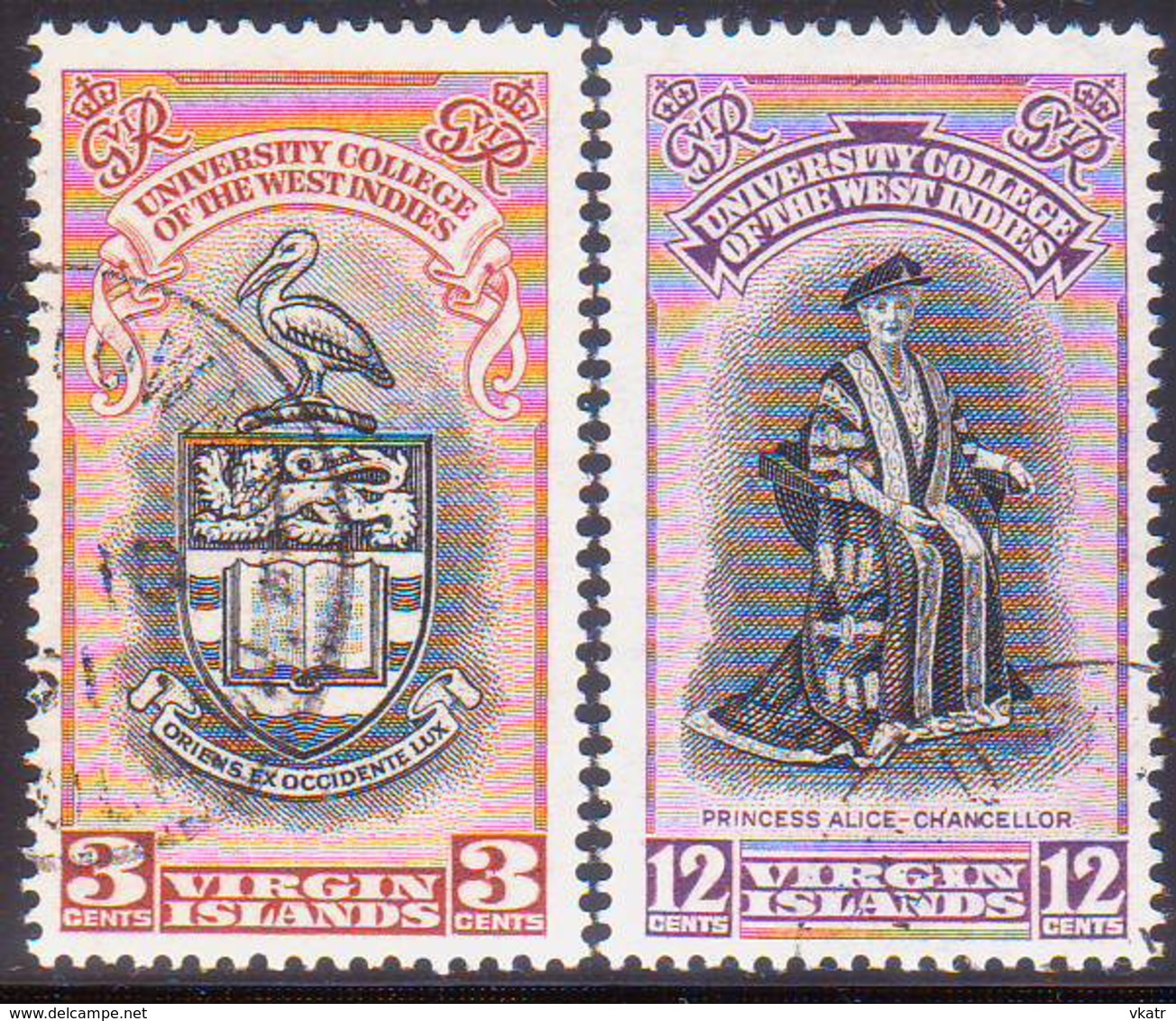 BRITISH VIRGIN ISLANDS 1951 SG 130-31 Compl.set Used BWI University College - Britse Maagdeneilanden