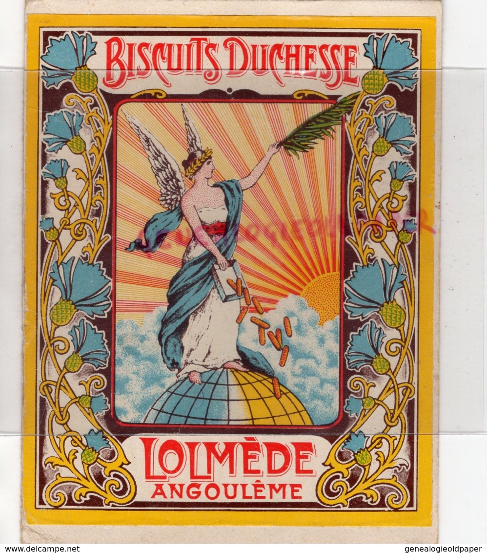 16- ANGOULEME- PUBLICITE SUR CARTON BISCUITS DUCHESSE LOLMEDE - Werbung