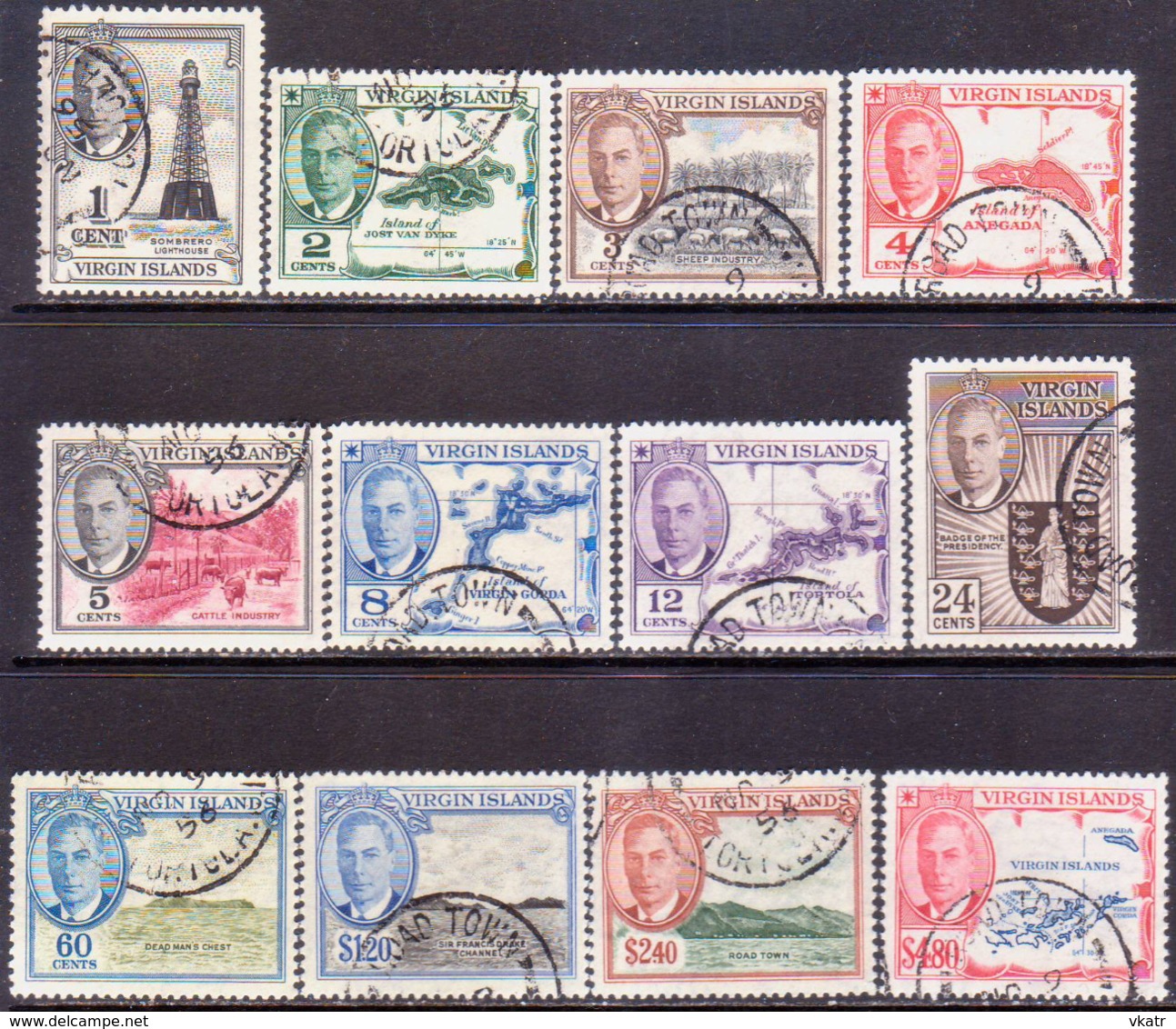 BRITISH VIRGIN ISLANDS 1952 SG 136-47 Compl.set Used CV £65 - British Virgin Islands