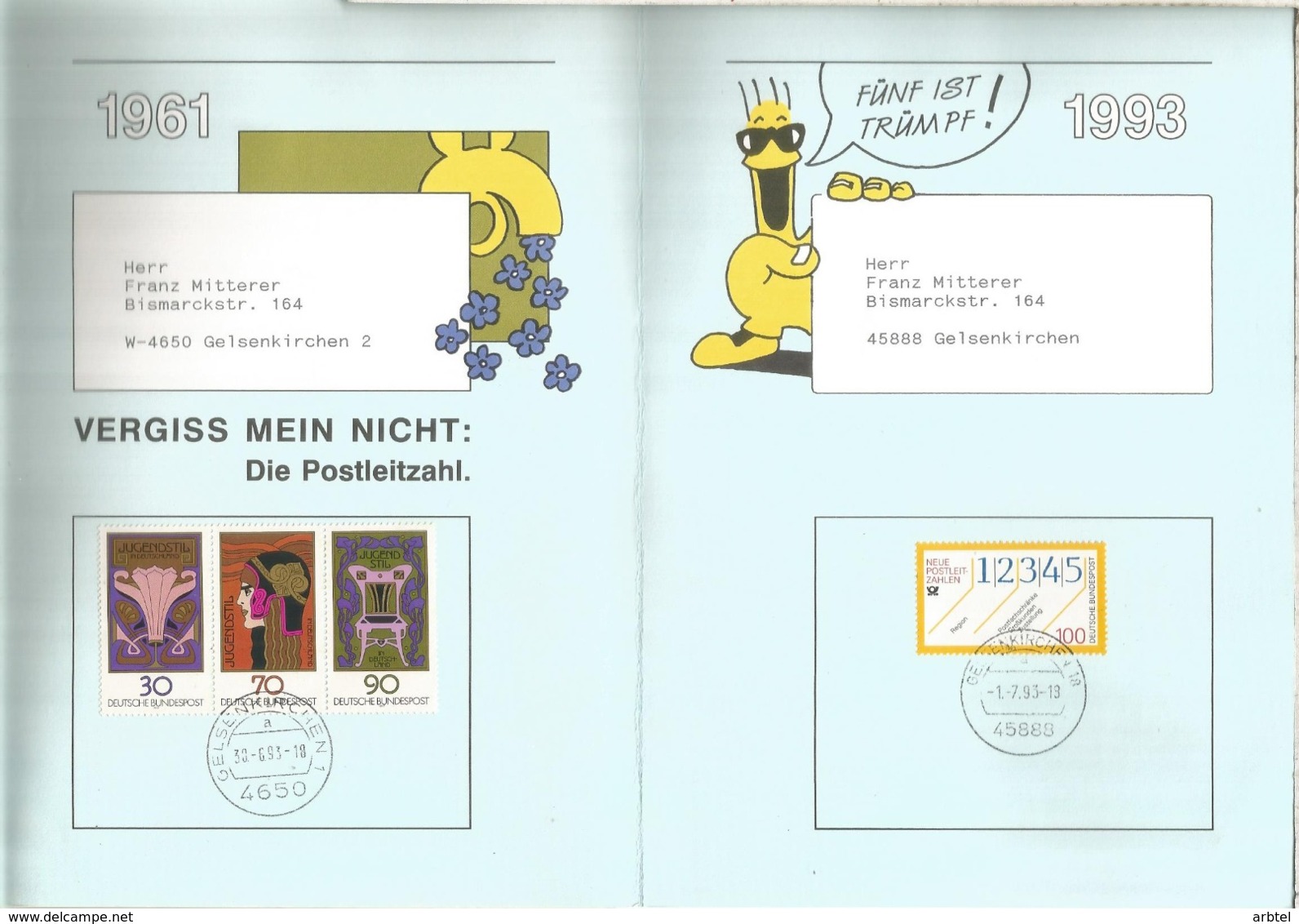 ALEMANIA GELSENKIRCHEN 1993 CAMBIO CODIGO POSTAL CODE - Zipcode