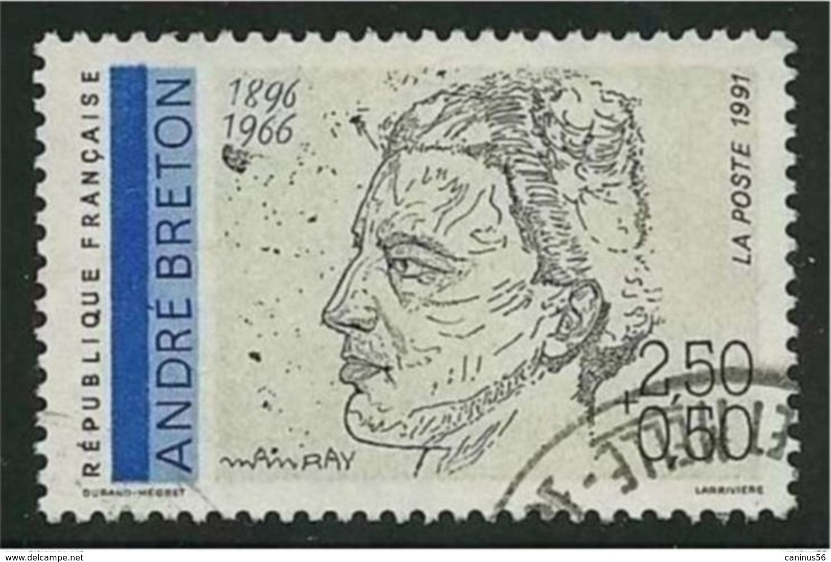 1991 Yt 2682 (o) André Breton 1896 - 1966 Surtaxé - Oblitérés