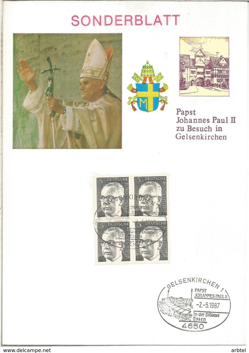 ALEMANIA GELSENKIRCHEN 1987 VISITA DEL PAPA JUAN PABLO II POPE - Papas