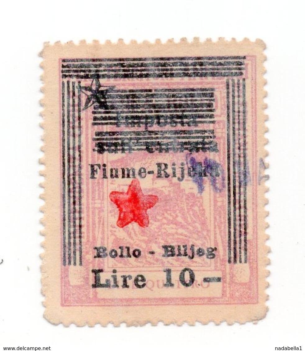 1945 ITALY,CROATIA,FIUME,RIJEKA,ITALIAN REVENUE STAMP,OVERPRINTED,10 LIRE - Fiume & Kupa