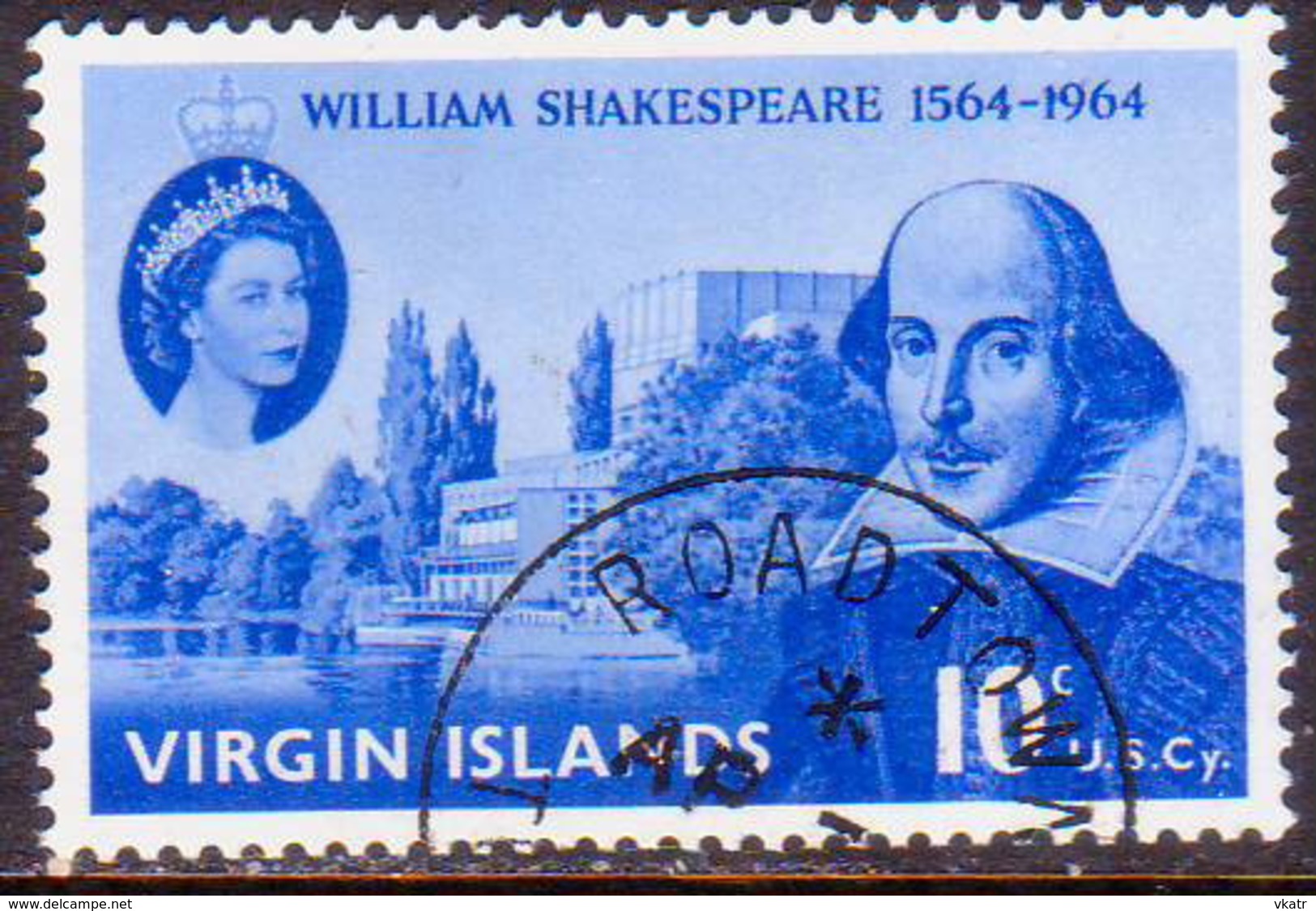 BRITISH VIRGIN ISLANDS 1964 SG 177 10c Used Shakespeare - British Virgin Islands