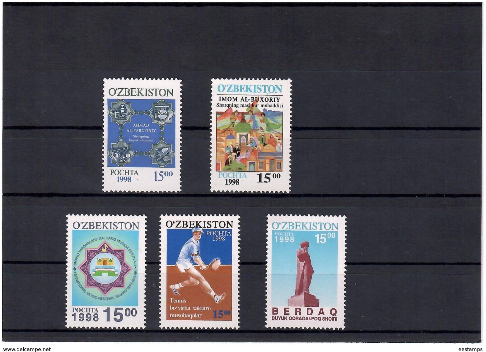 Uzbekistan 1998. Astronomy, Angels Over Village,Music Festival,Tennis,Monument. 5v. Michel # 170-74 - Usbekistan