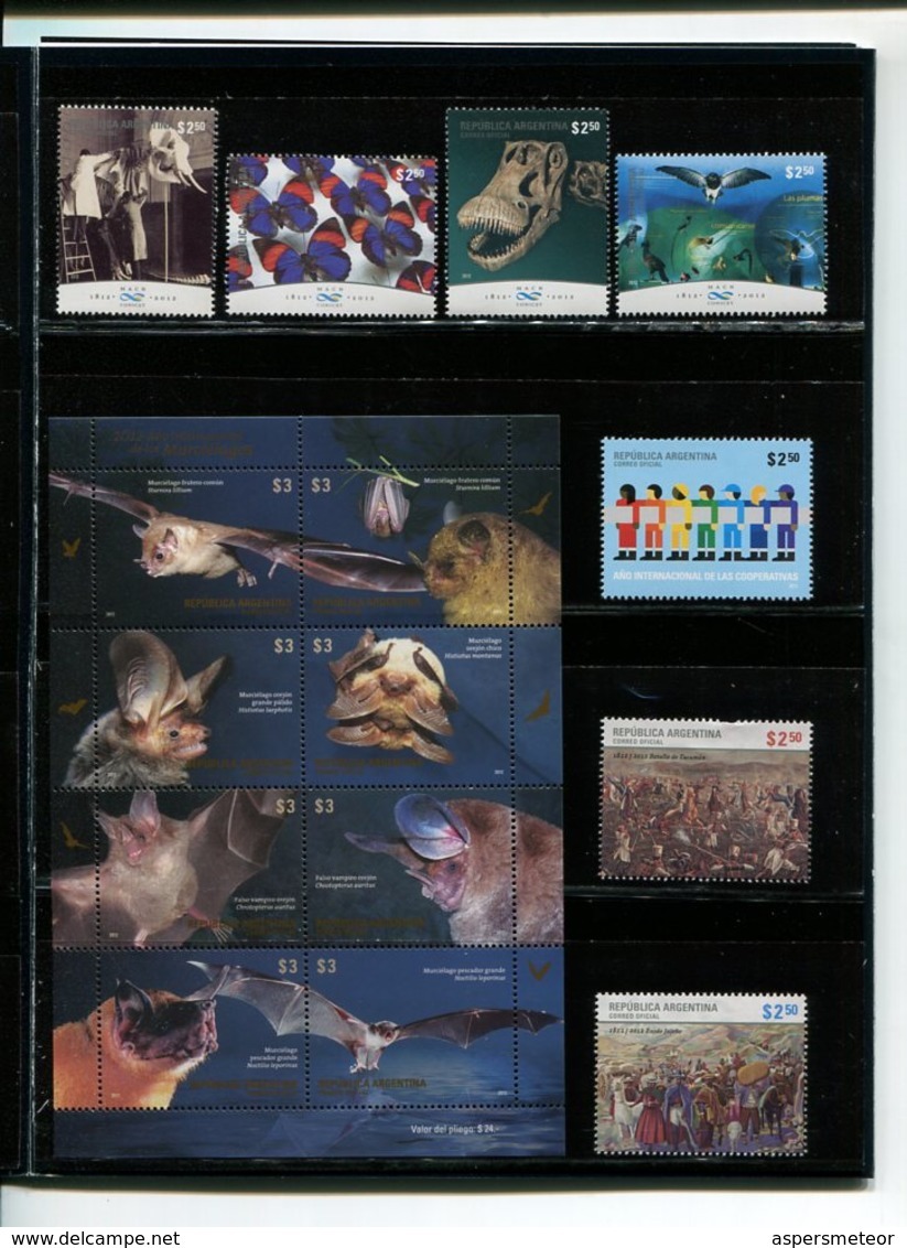 ALBUM ANUAL 2012 ARGENTINA. TODAS LOS SELLOS EMITIDOS EN ESE AÑO. MNH SERIE COMPLETA HOJAS FEUILLET COMPLETE SET - LILHU