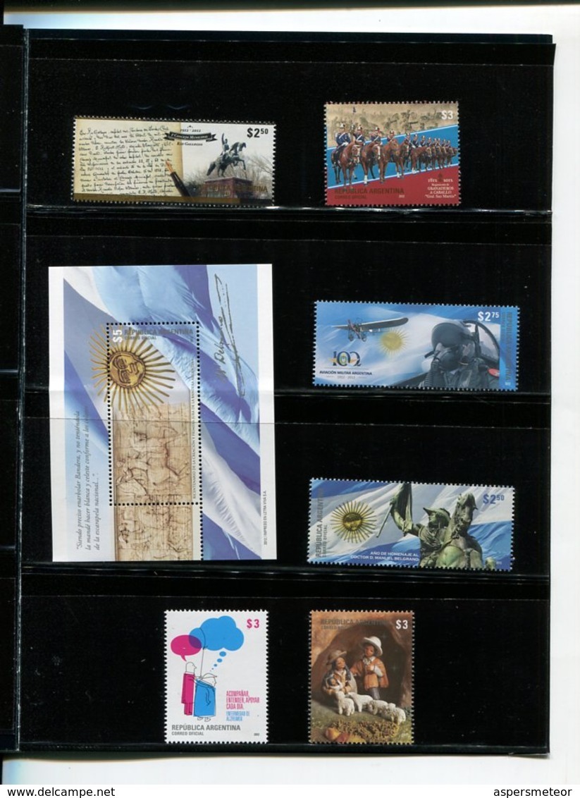 ALBUM ANUAL 2012 ARGENTINA. TODAS LOS SELLOS EMITIDOS EN ESE AÑO. MNH SERIE COMPLETA HOJAS FEUILLET COMPLETE SET - LILHU