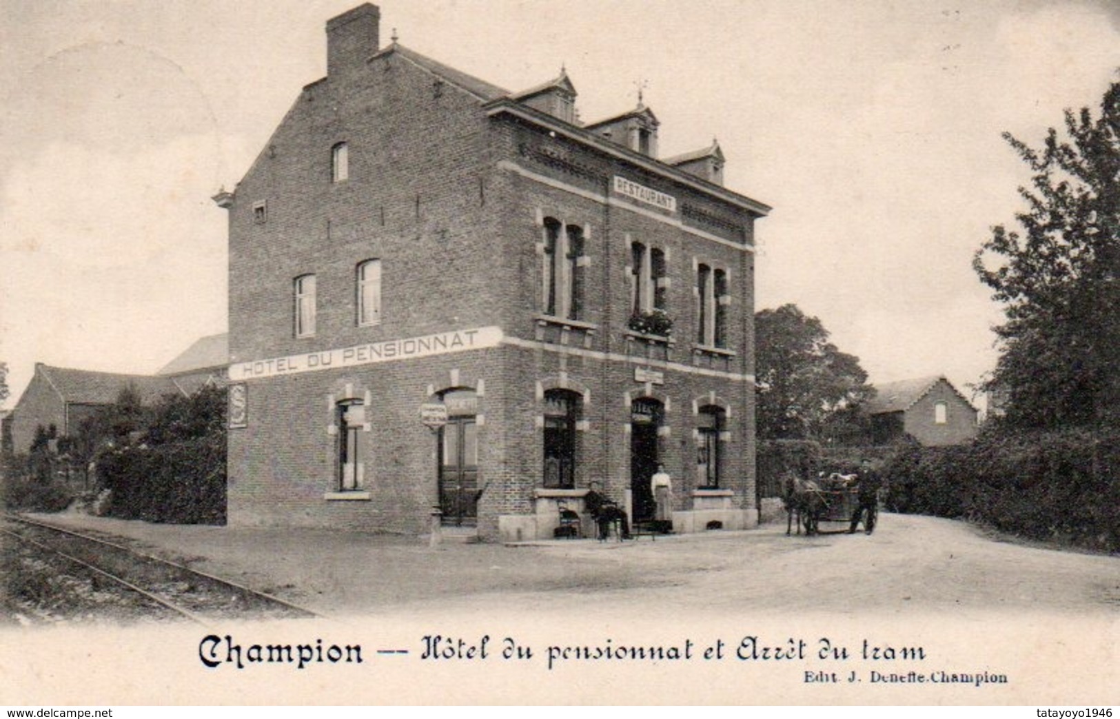 Champion  Hotel Du Pensionnat  Et Arret Du Tram Circulé En 19???? - Namur