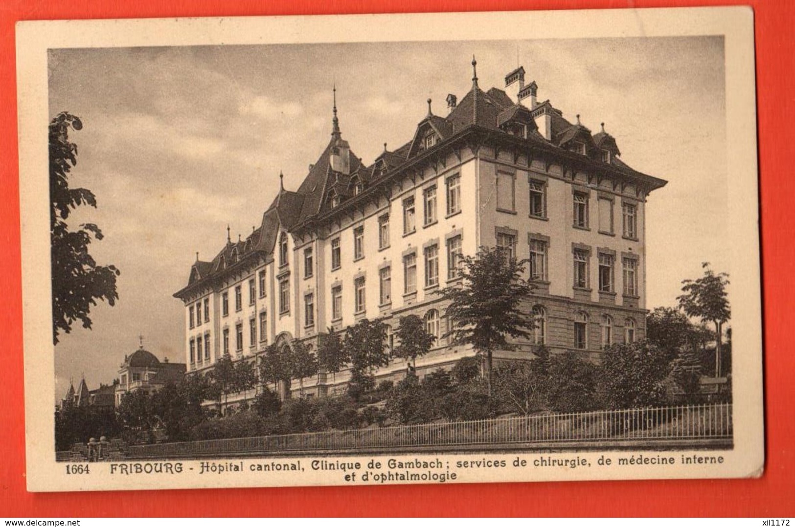 MYB-19 Fribourg Hopital Cantonal Clinique Gambach, Services Chirurgie Ophtalmologie.Cachet Hopital Cantonal 1922 - Fribourg