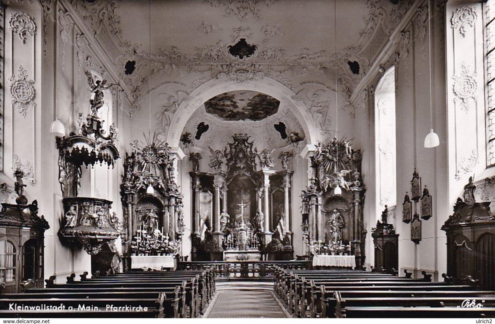 AK Kleinwallstadt A. Main - Pfarrkirche - 1966  (43374) - Miltenberg A. Main