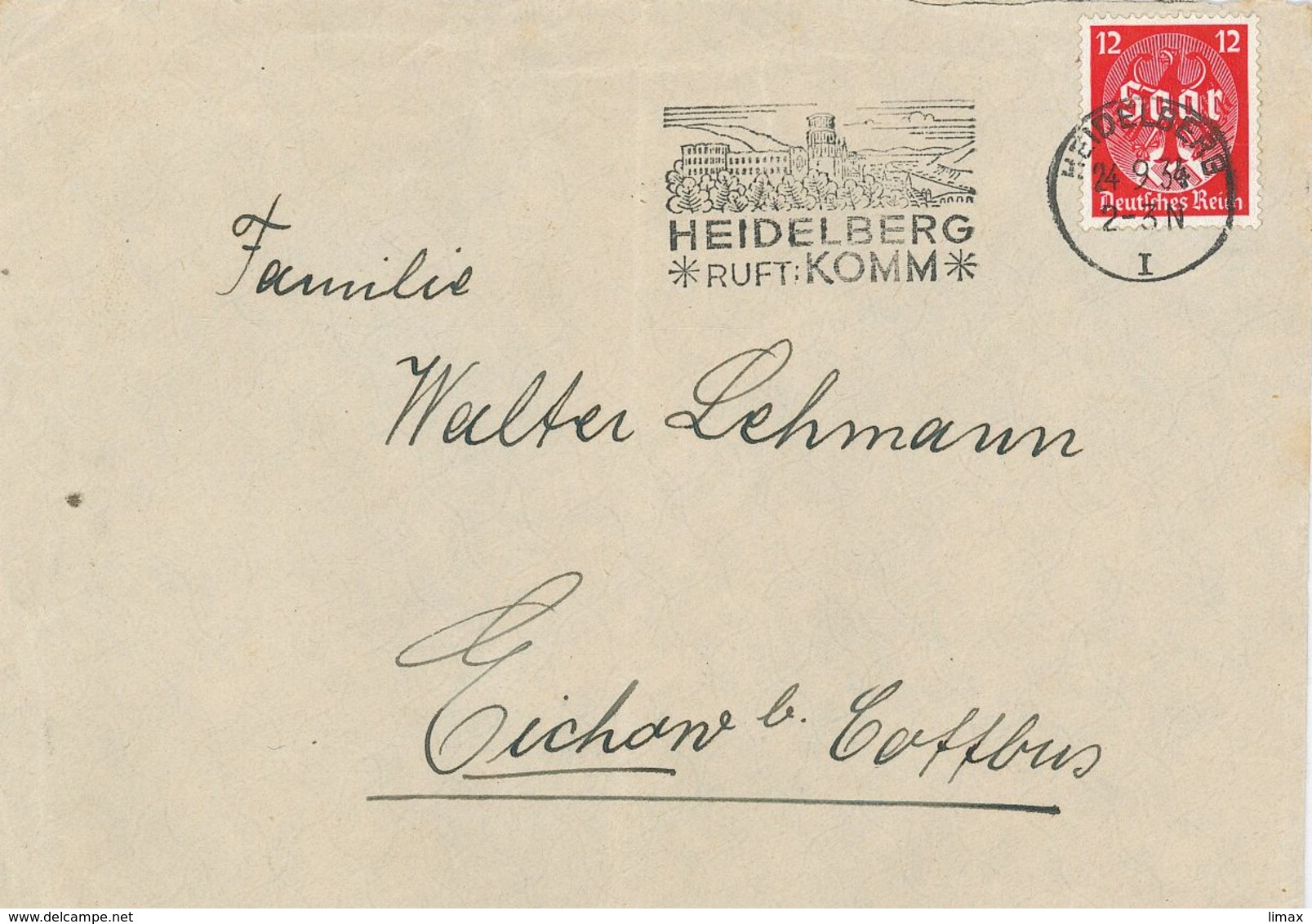 Heidelberg Saar Burg Komm 1934 - Lettres & Documents