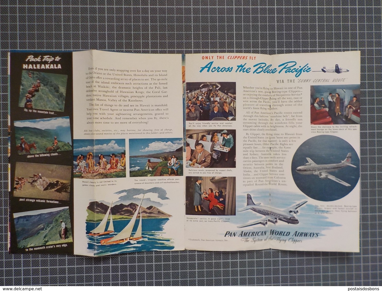 Cx 9) PAN AM PAN AMERICA WORLD AIRWAYS CLIPPER To HAWAII Promotional FOLDING Flyer - Advertenties