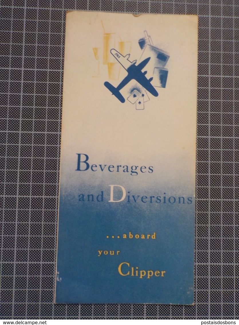 Cx 9) PAN AM PAN AMERICA WORLD AIRWAYS CLIPPER Beverages And Diversions Aboard Flyer - Advertisements