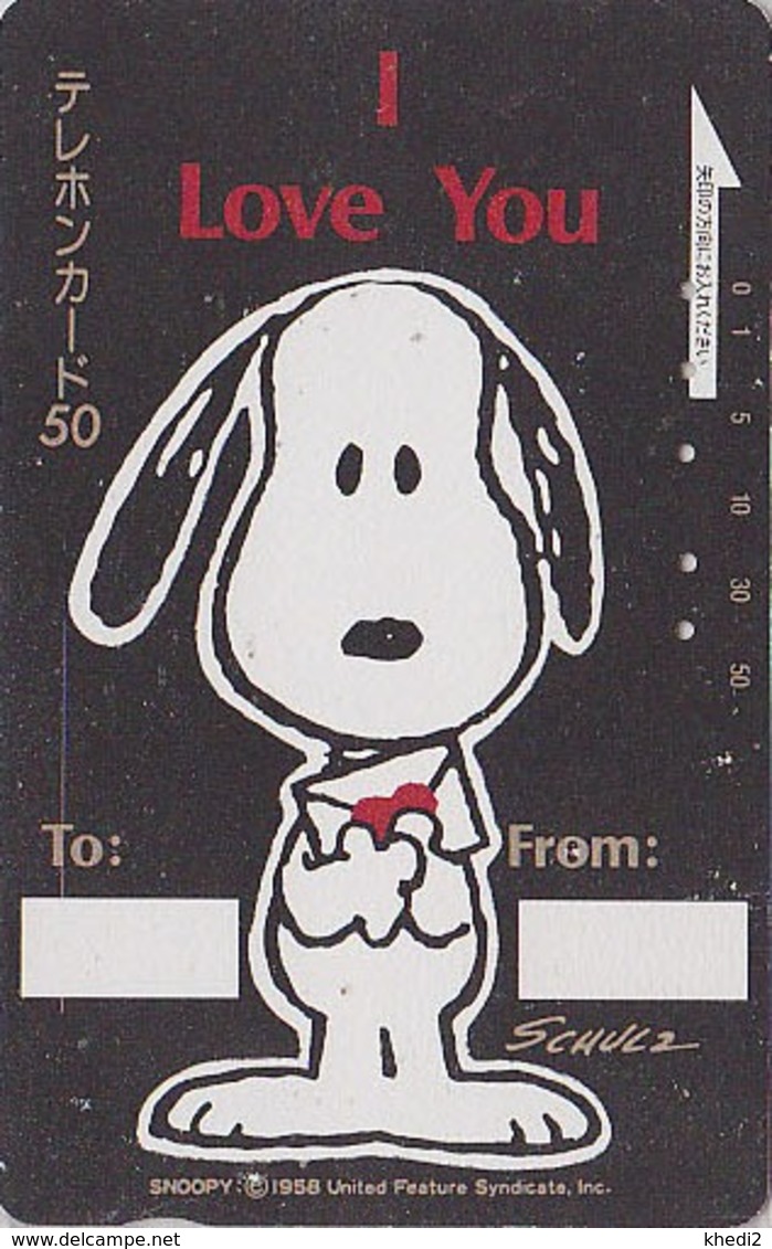 Télécarte Japon / 330-12326 - BD Comics - CHIEN SNOOPY ** I LOVE YOU ** - PEANUTS DOG Japan Phonecard - 2780 - Cómics