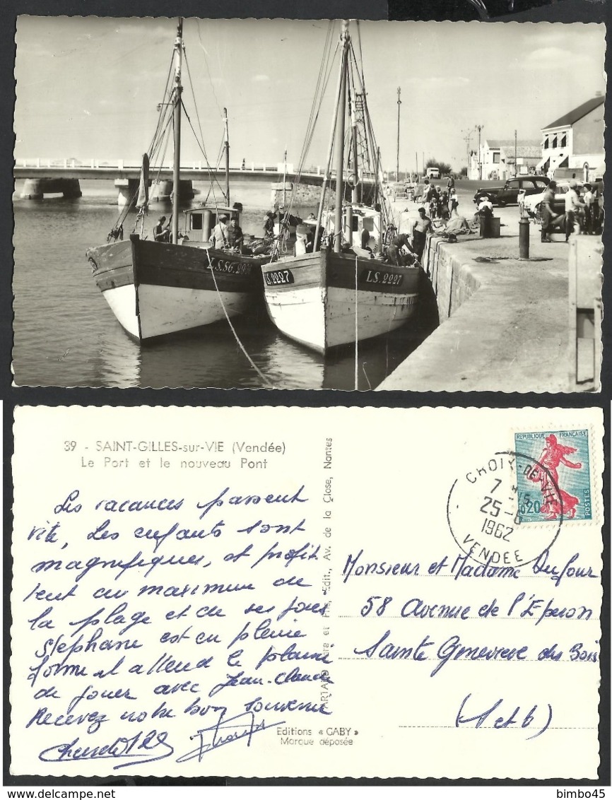 CPA--FRANCE-SAINT-GILLES-sur-VIE--Le Port Et Le Nouveau Pont--1962 - Saint Gilles Croix De Vie