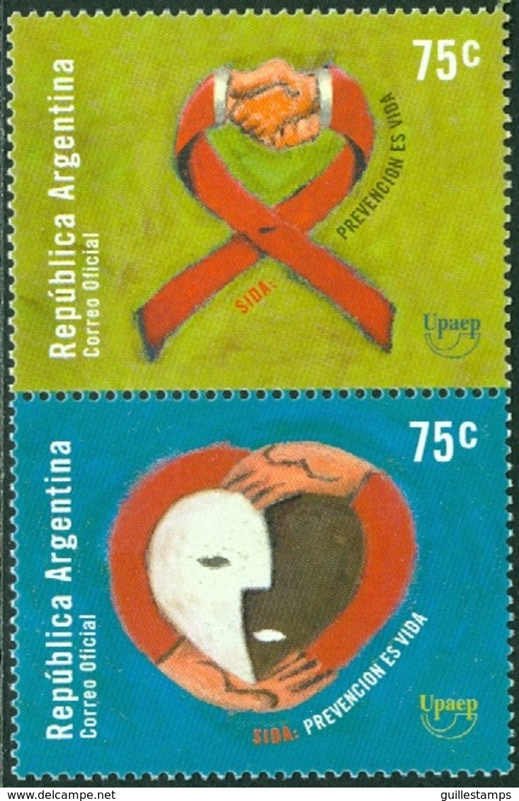 ARGENTINA 2000 AMERICA-UPAEP PAIR, FIGHT AGAINST AIDS** (MNH) - Unused Stamps