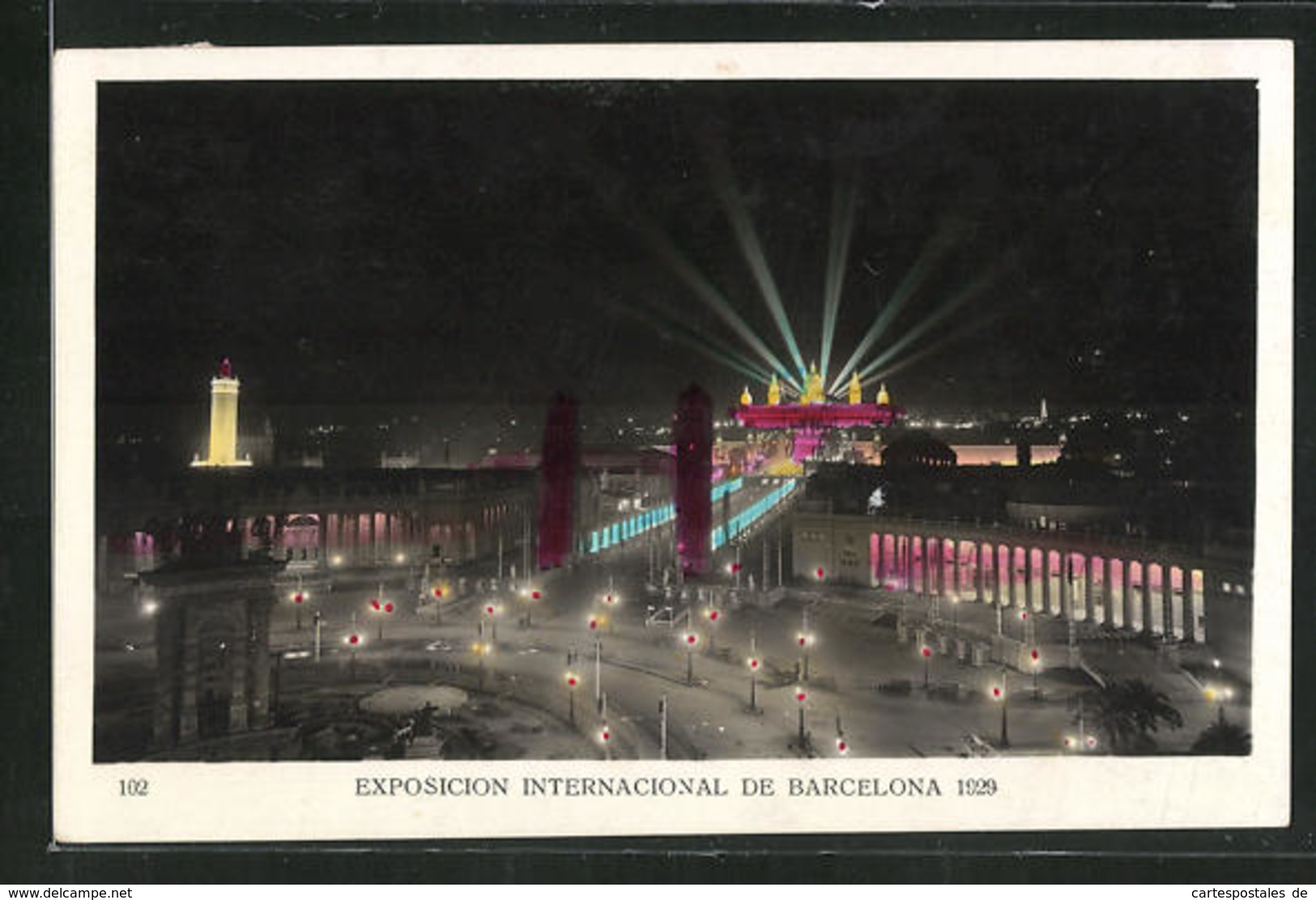 AK Barcelona, Exposicion Internacional 1929, Entrada Nocturna, Ausstellung Bei Nacht - Expositions