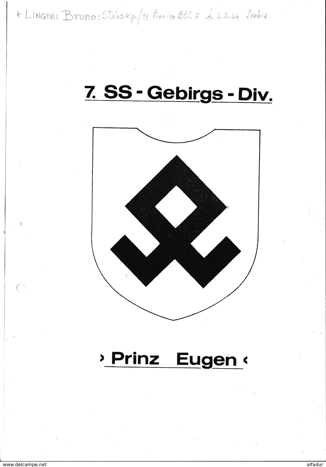 WW2 WAFFEN SS 7^GEBIRGSJAGER DIVISION PRINZ EUGEN  PHOTOKOPIEN ON CD 170 PAG. PIONIER KAMERADSCHAFT - Altri & Non Classificati