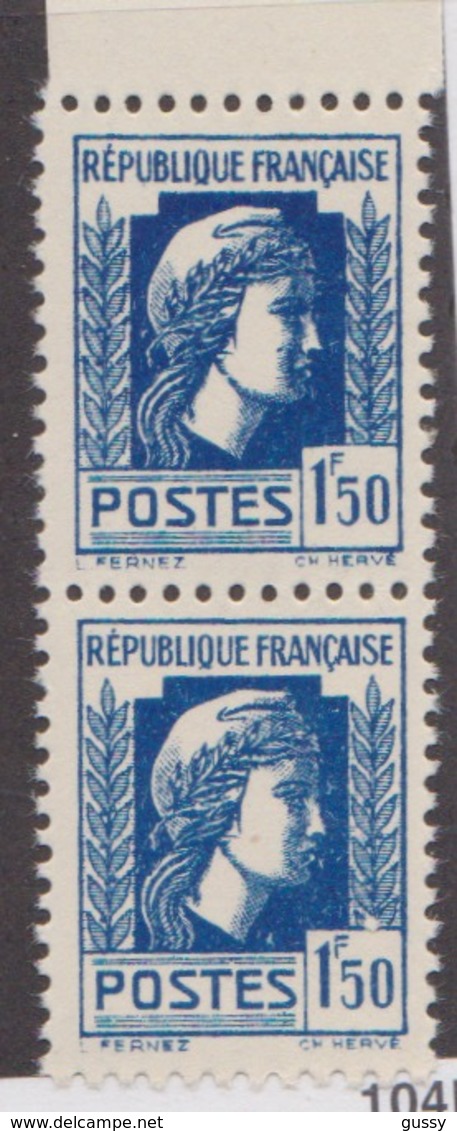 FRANCE 1944: Paire Du Y&T 639, Neufs**, BDF, Variété 'le Timbre Du Bas Est Plus Petit' - Storia Postale