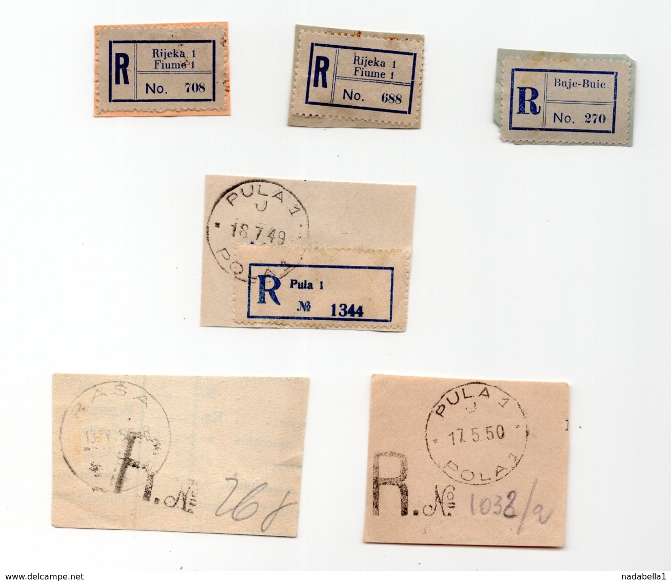 VUJA STT, POLA, BUJE, FUME, REGISTERED LABELS AND POSTMARKS - Other & Unclassified