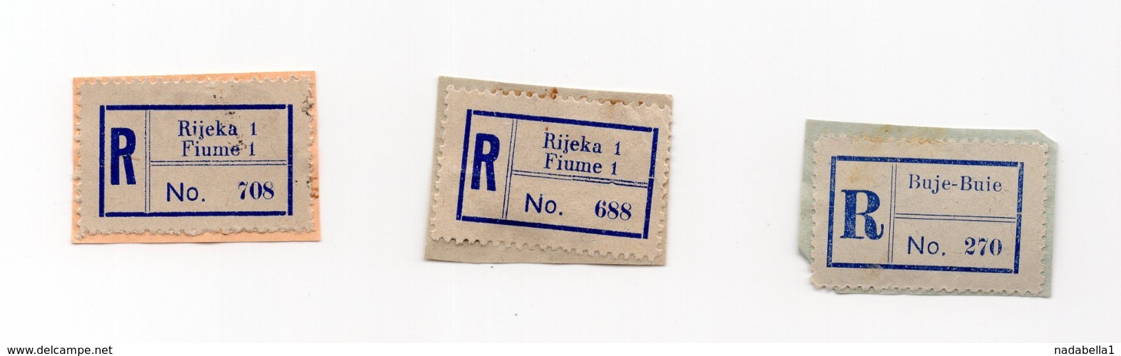 VUJA STT, POLA, BUJE, FUME, REGISTERED LABELS AND POSTMARKS - Other & Unclassified